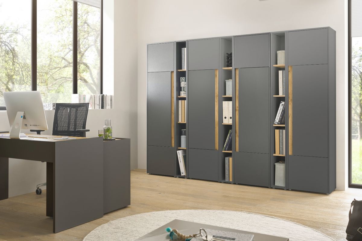 Aktenschrank Set Center In Grau Matt Und Wotan Eiche