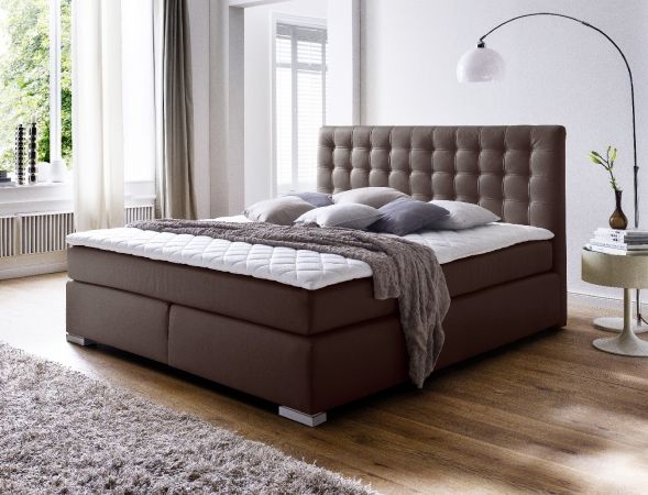 Boxspringbett Isabelle 160 x 200 cm Leder Optik braun Taschenfederkern Matratze