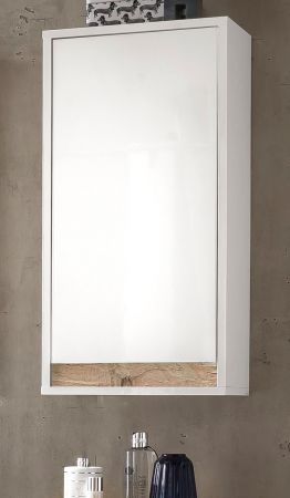 Badezimmer Hngeschrank SOL in wei Hochglanz lackiert und Alteiche Badschrank 35 x 73 cm