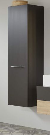 Badezimmer Hochschrank One in grau matt Lack Badschrank mit Spiegel innen 35 x 160 cm Badmbel