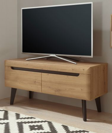 TV-Lowboard Ronson in Artisan Eiche und schwarz TV-Unterteil skandinavisch 107 x 50 cm