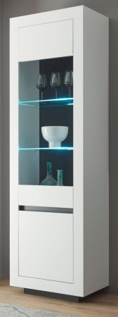 Vitrine Rooky in wei und anthrazit Wohnzimmer Esszimmer Vitrinenschrank 64 x 206 cm