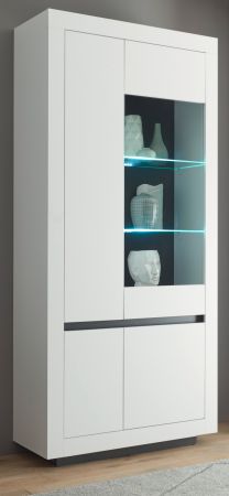 Vitrine Rooky in wei und anthrazit Wohnzimmer Esszimmer Vitrinenschrank 96 x 206 cm