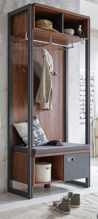 Garderobe Auburn in Eiche Stirling und Matera grau Kompaktgarderobe mit Sitzkissen 90 x 202 cm