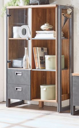 Highboard Auburn in Eiche Stirling und Matera grau Vitrine 90 x 140 cm