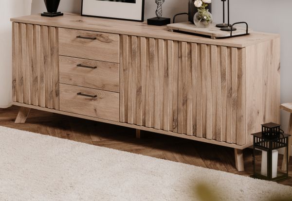 Sideboard Wellington in Schweden Eiche mit 3D-Reliefoptik Wohn- und Esszimmer Kommode 175 x 68 cm