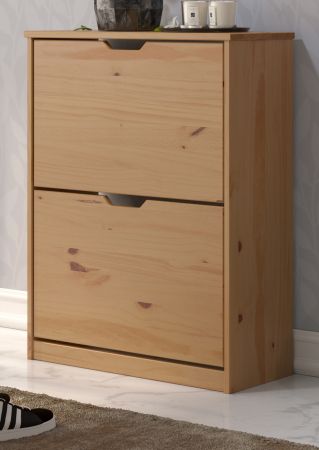 Schuhschrank Mestre in Massivholz Kiefer honigfarben lackiert Schuhkipper 60 x 78 cm