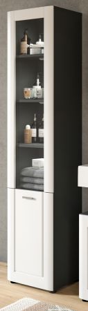 Badezimmer Hochschrank Lago in wei matt und grau Badschrank 40 x 188 cm