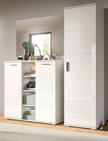 Garderobe Set 3-teilig Prego in wei Hochglanz Garderobenkombination 180 x 191 cm