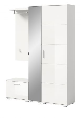 Garderobe Set 4-teilig Prego in wei Hochglanz Garderobenkombination 140 x 191 cm