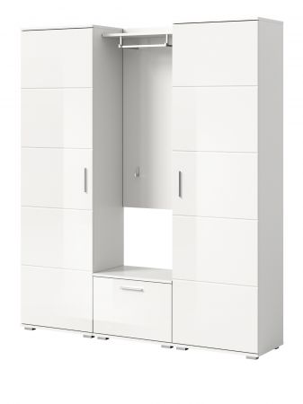 Garderobe Set 4-teilig Prego in wei Hochglanz Garderobenkombination 165 x 191 cm