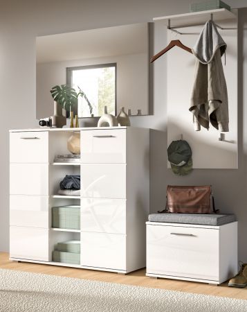 Garderobe Set 4-teilig Prego in wei Hochglanz Garderobenkombination 180 x 191 cm