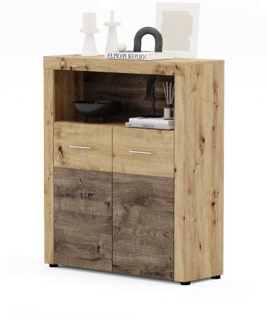 Highboard Fly in Artisan Eiche und Ribbeck Eiche Wohn- und Esszimmer Kommode 100 x 118 cm