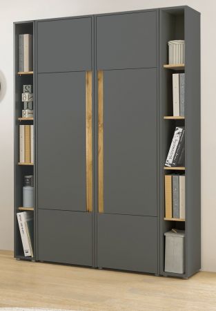 Aktenschrank Set Center in grau matt und Wotan Eiche 2 x Stauraumschrank und 2 x Regal fr Homeoffice 140 x 200 cm