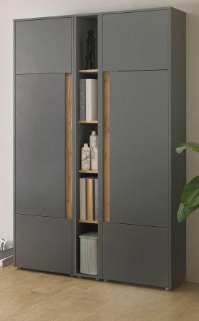 Aktenschrank Set Center in grau matt und Wotan Eiche 2 x Stauraumschrank und Regal fr Homeoffice 120 x 200 cm