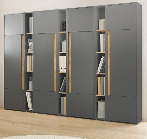 Aktenschrank Set Center in grau matt und Wotan Eiche 4 x Stauraumschrank und 3 x Regal fr Homeoffice 260 cm