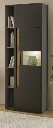 Aktenschrank Set Center in grau matt und Wotan Eiche Vitrine und Regal fr Homeoffice 70 x 200 cm