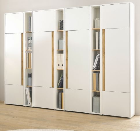 Aktenschrank Set Center in wei und Wotan Eiche 4 x Stauraumschrank und 3 x Regal fr Homeoffice 260 cm