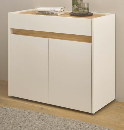 Bro Kommode Center in wei und Wotan Eiche Broschrank fr Homeoffice und Bro 80 x 70 cm