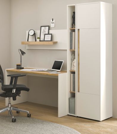 Brombel Set Center in wei und Wotan Eiche mit Schreibtisch, Aktenschrank und 2 x Regal fr Homeoffice