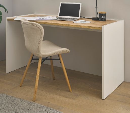 Schreibtisch Center in wei und Wotan Eiche Laptoptisch fr Homeoffice und Bro 143 x 62 cm