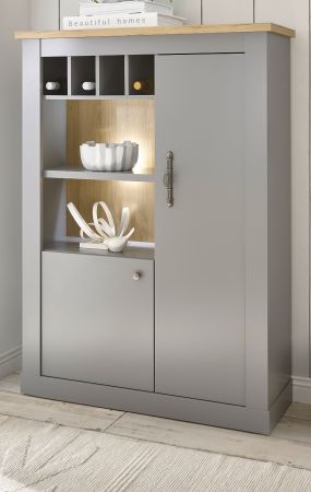 Highboard Rideau in grau und Artisan Eiche Landhaus Kommode 103 x 142 cm