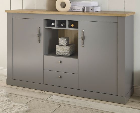 Sideboard Rideau in grau und Artisan Eiche Landhaus Kommode 166 x 100 cm