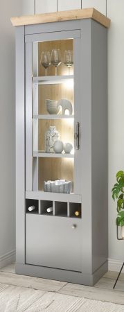 Vitrine Rideau in grau und Artisan Eiche Landhaus Vitrinenschrank 71 x 201 cm