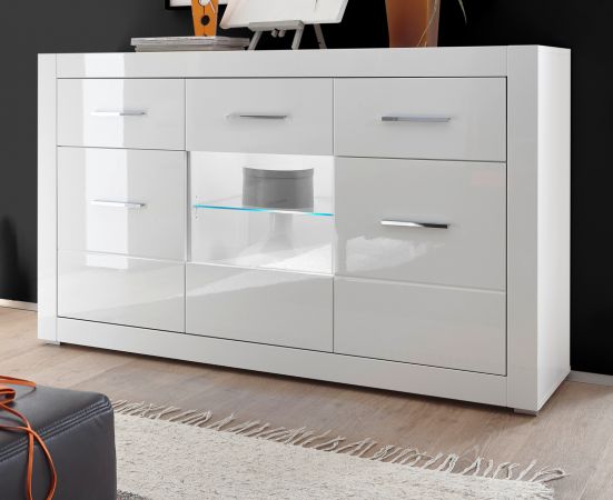 Sideboard Carrara in wei Hochglanz Wohn- und Esszimmer Kommode 164 x 97 cm