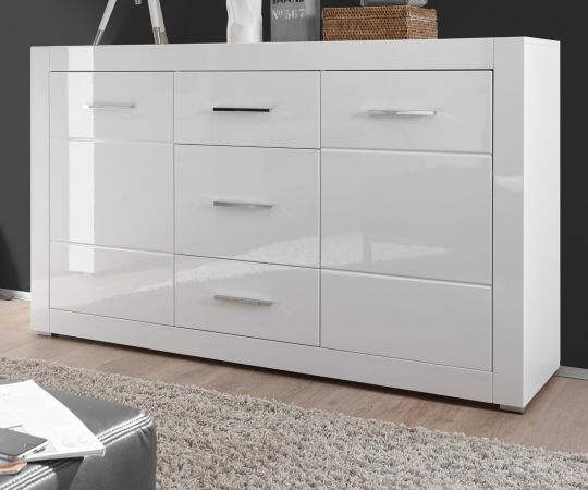 Sideboard Carrara in wei Hochglanz Wohn- und Esszimmer Kommode 164 x 97 cm