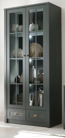 Vitrine Forres in grn Landhaus Wohn- und Esszimmer Vitrinenschrank 90 x 197 cm