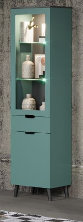 Vitrine Melton in dusk blue und grau Wohn- und Esszimmer Vitrinenschrank 49 x 195 cm