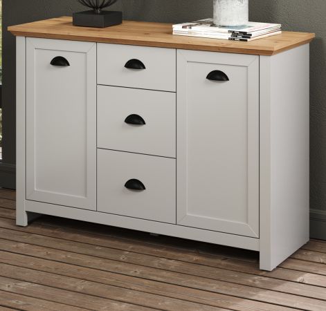 Sideboard Landside in grau und Eiche Artisan Landhaus Wohn- und Esszimmer Kommode 119 x 82 cm