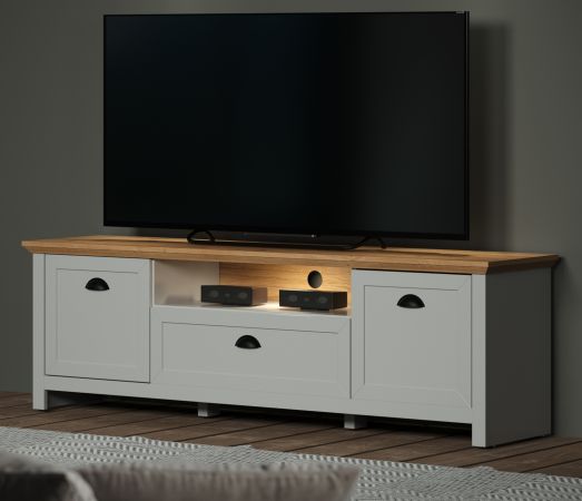 TV-Lowboard Landside in grau und Eiche Artisan Landhaus TV Unterteil 171 x 53 cm