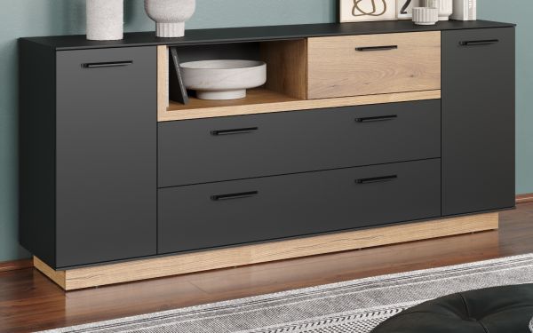 Sideboard Synnax in grau und Evoke Eiche Wohn- und Esszimmer Kommode 187 x 81 cm