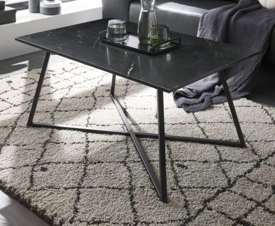 Couchtisch Montevideo in schwarz Marmor Beistelltisch 95 x 60 cm