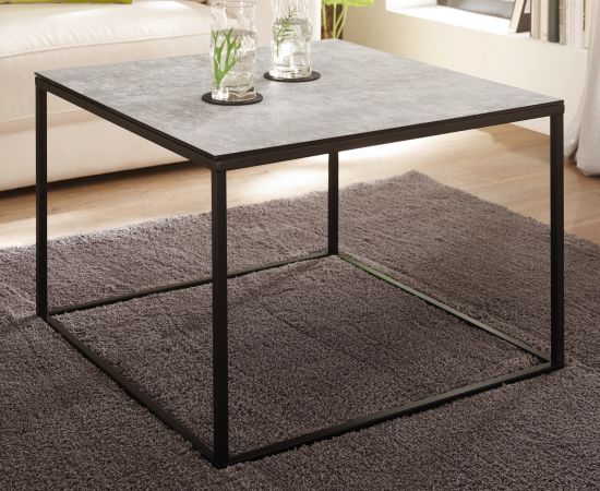 Couchtisch Fargo in Glas mit Keramik-Optik grau Beistelltisch quadratisch 60 cm