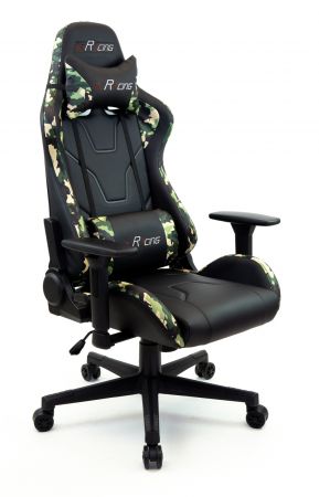 Brostuhl Mc Racing in Kunstleder schwarz und Tarnfarbe mit Wippmechanik Chefsessel inkl. 2 verstellbarer Sttzkissen Gaming Stuhl