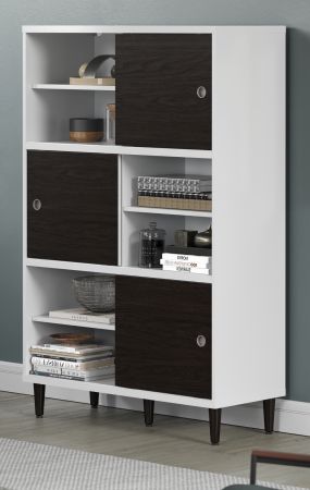 Click System Regalschrank Evolution in wei und Wenge Lack Highboard mit Wechselfront 90 x 140 cm