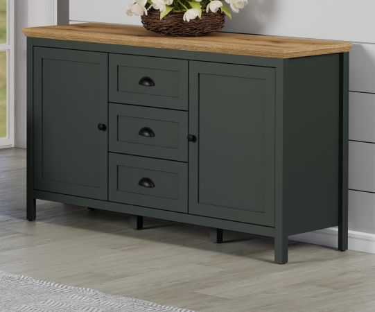 Sideboard Stanton in grn und Evoke Eiche Landhaus Wohn- und Esszimmer Kommode 146 x 86 cm