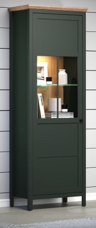 Vitrine Stanton in grn und Evoke Eiche Landhaus Vitrinenschrank inklusive LED Beleuchtung 69 x 198 cm