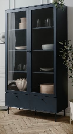 Vitrine Caracas in blau Wohn- und Esszimmer Vitrinenschrank 100 x 183 cm