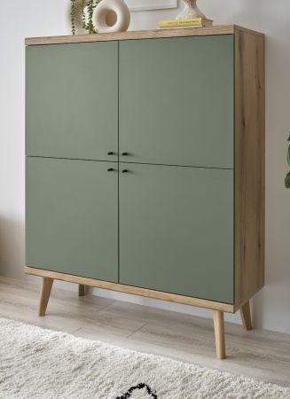 Highboard Juna in Salbei und Evoke Eiche Kommode skandinavisch 107 x 134 cm