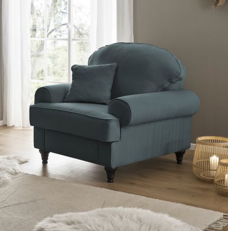 Sessel Adelina in grau Landhaus Loungesessel 110 cm