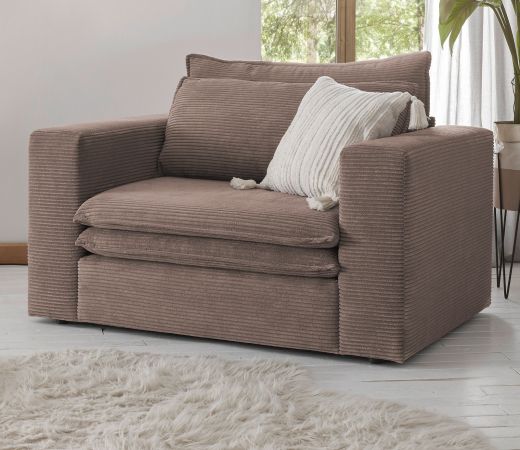 Loveseat Sessel Pesaro in braun Cord Loungesessel 125 cm