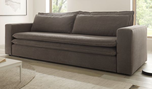 Schlafsofa Pesaro in braun Cord Sofa 3-Sitzer mit Bettfunktion 244 cm