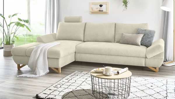 Ecksofa Skalm in beige Struktur-Stoff Wohnzimmer Sofa