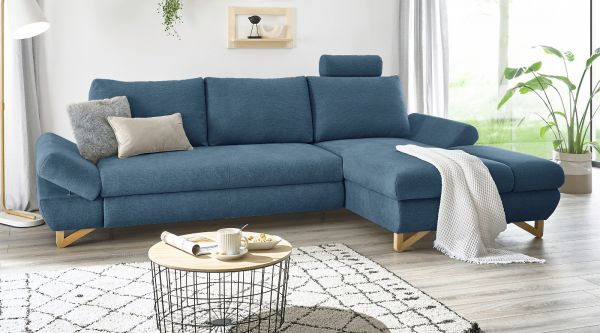 Ecksofa Skalm in blau Struktur-Stoff Wohnzimmer Sofa