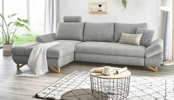 Ecksofa Skalm in hellgrau Struktur-Stoff Wohnzimmer Sofa