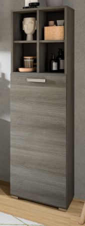 Badezimmer Kommode Silver in Rauchsilber grau Badmbel Midischrank 40 x 146 cm